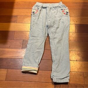 Boden Sky Blue Kids Pants with Floral Details